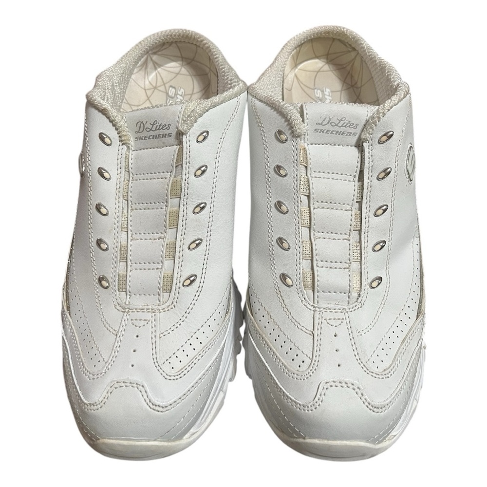 Skechers White Slip-On Sneakers with Elastic Panel